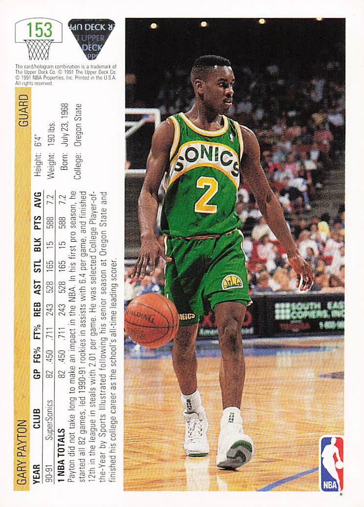 1991-92 Upper Deck Basketball Gary Payton #153