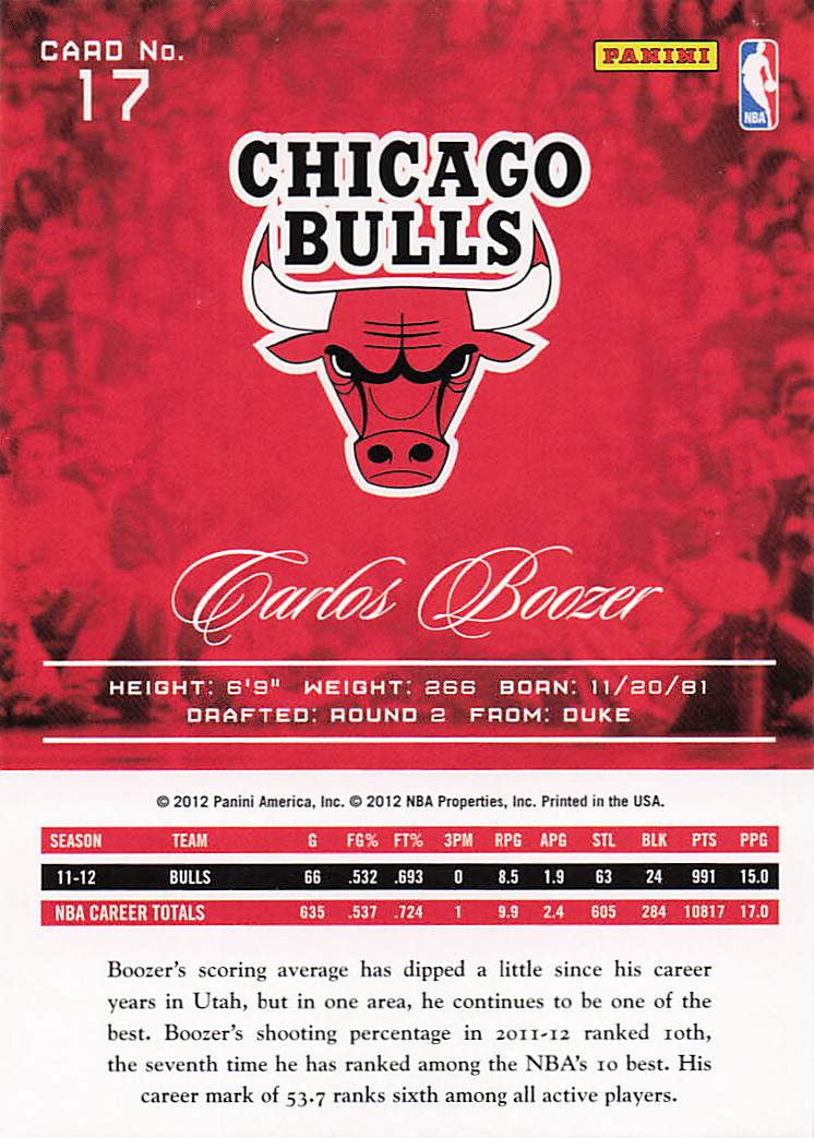 2012-13 Panini Prestige Basketball Carlos Boozer #17