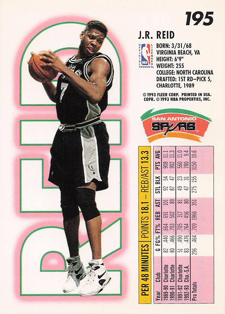 1993-94 Fleer Basketball J.R. Reid #195