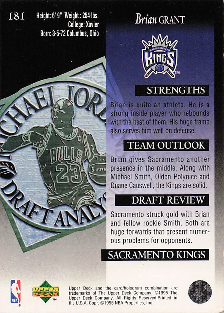 1994-95 Upper Deck Basketball Brian Grant #181