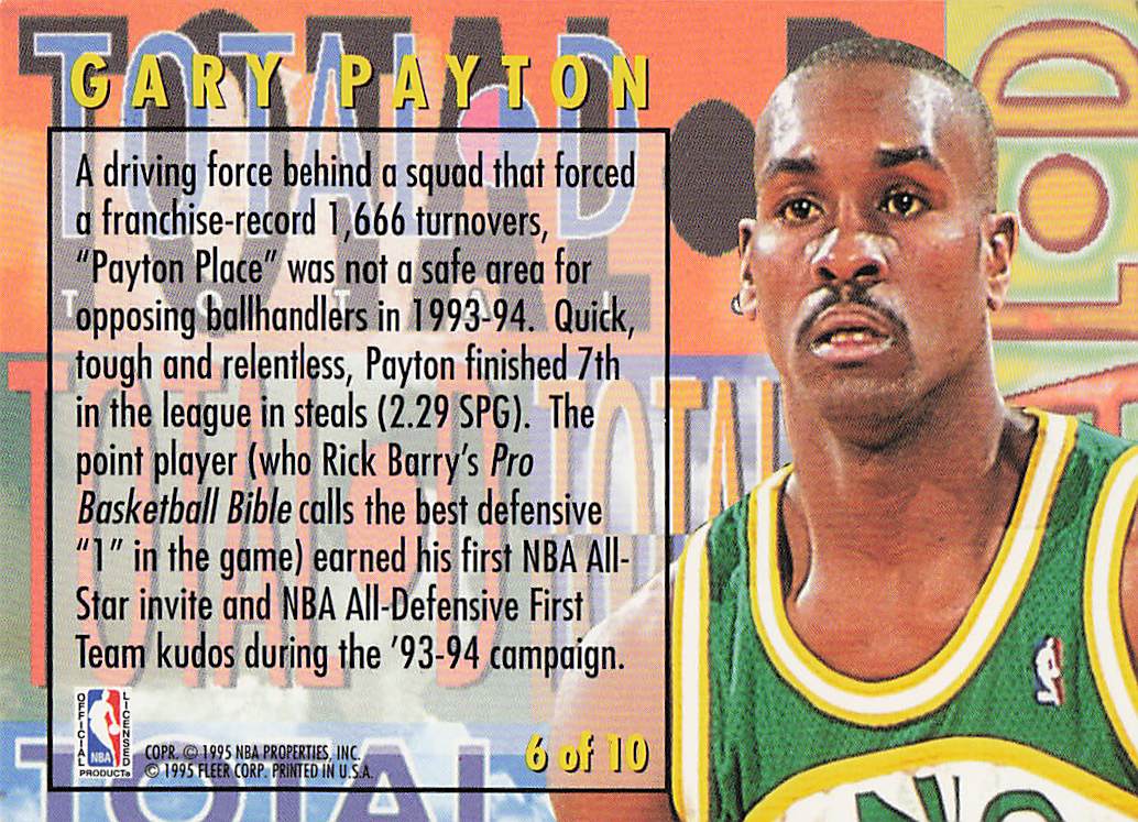 1994-95 Fleer Basketball Total D Gary Payton #6