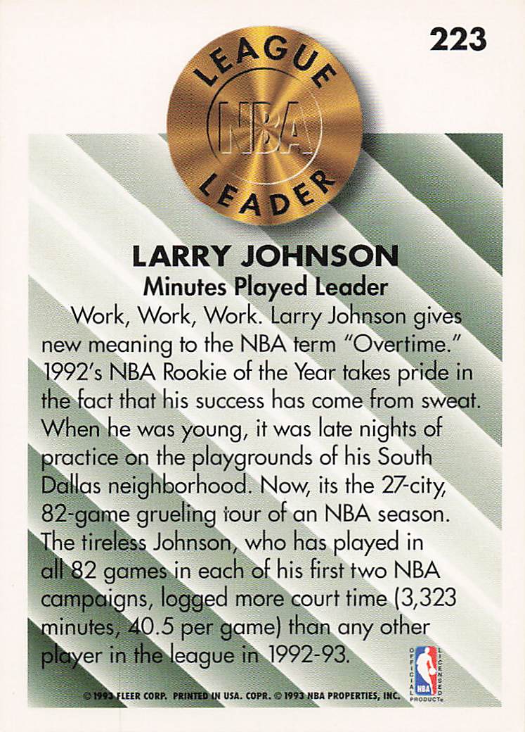 1993-94 Fleer Basketball Larry Johnson #223