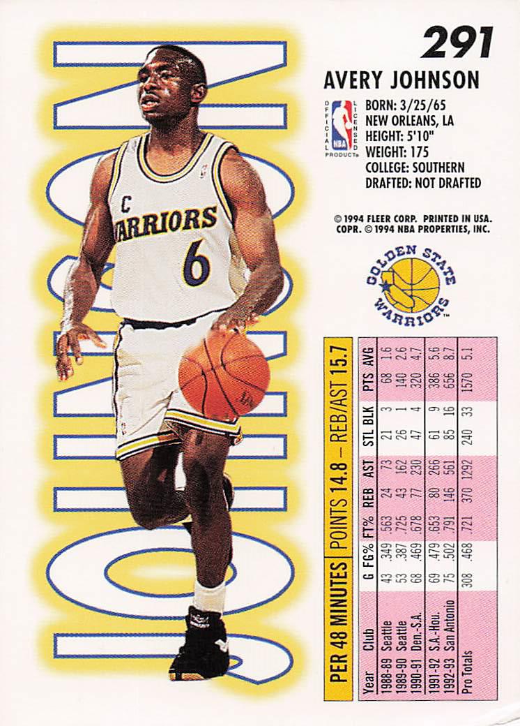 1993-94 Fleer Basketball Avery Johnson #291