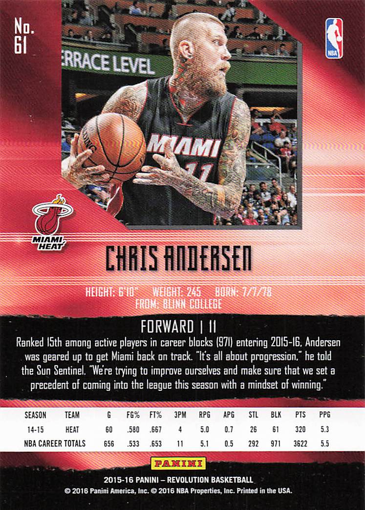2015-16 Panini Revolution Basketball Chris Andersen #61