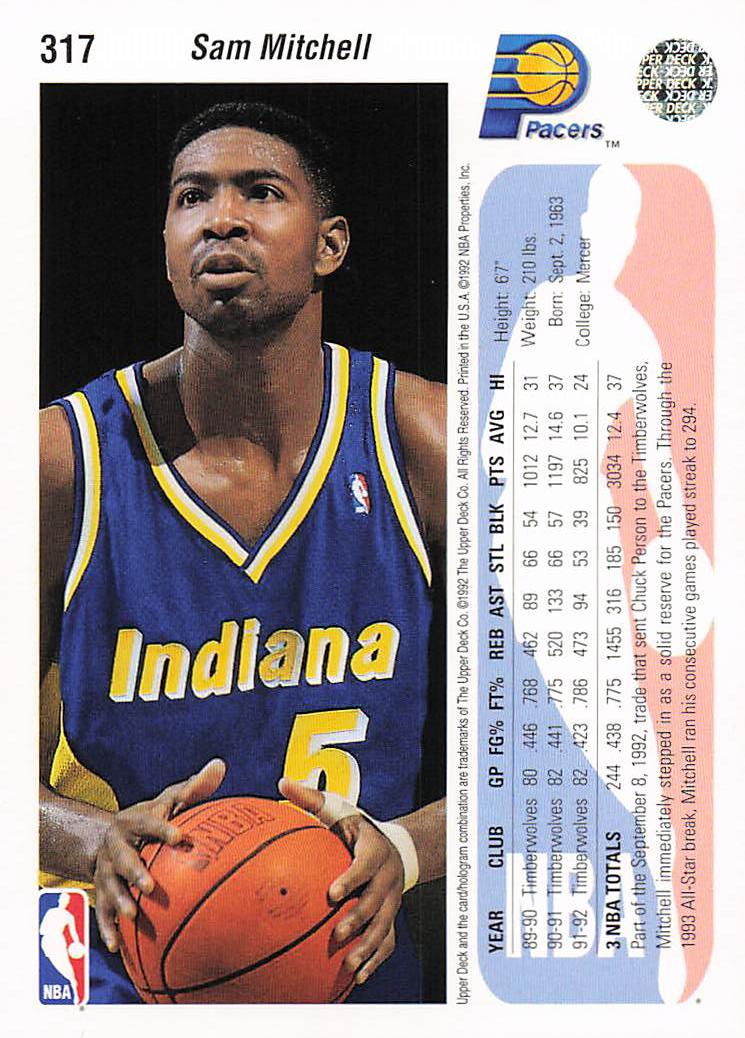 1992-93 Upper Deck Basketball Sam Mitchell #317