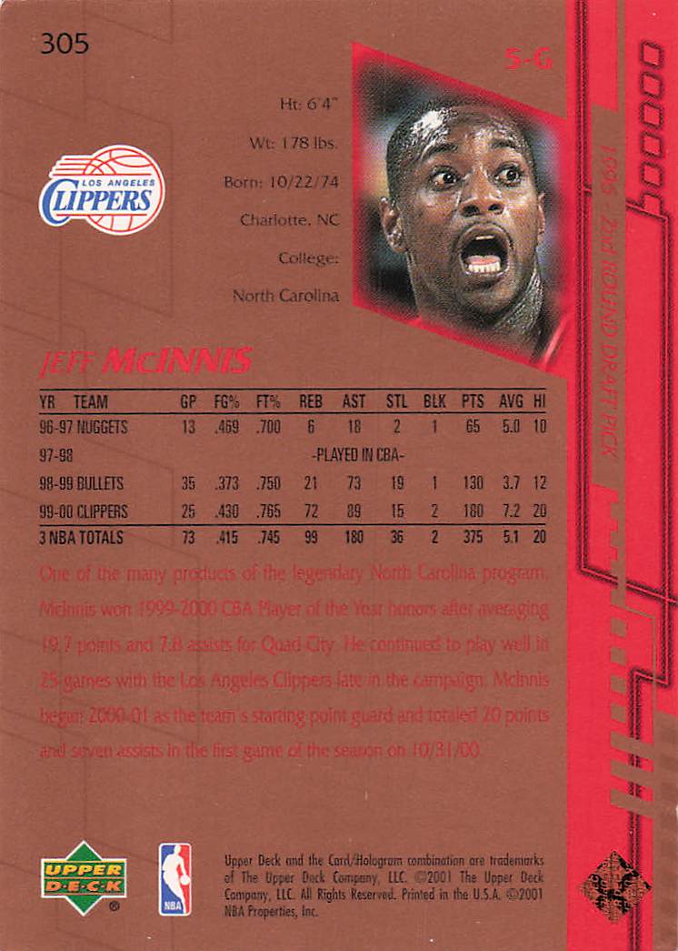2000-01 Upper Deck Basketball Jeff McInnis #305