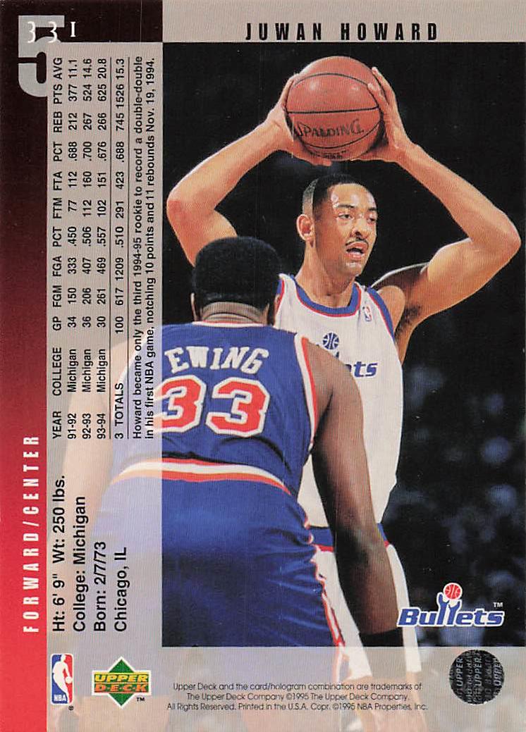 1994-95 Upper Deck Basketball Juwan Howard #331 Rookie