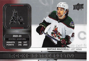 2023-24 Upper Deck Hockey Rookie Retrospective Matias Maccelli #RR-18