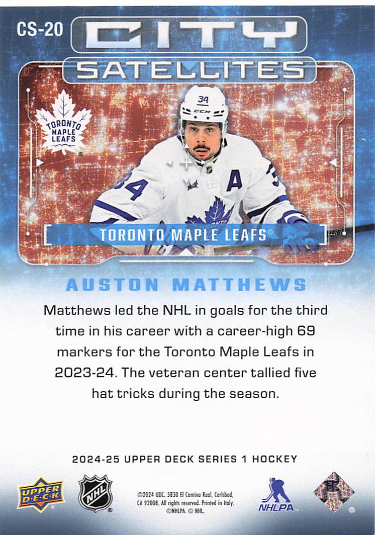 2024-25 Upper Deck Hockey City Satellites Auston Matthews #CS-20