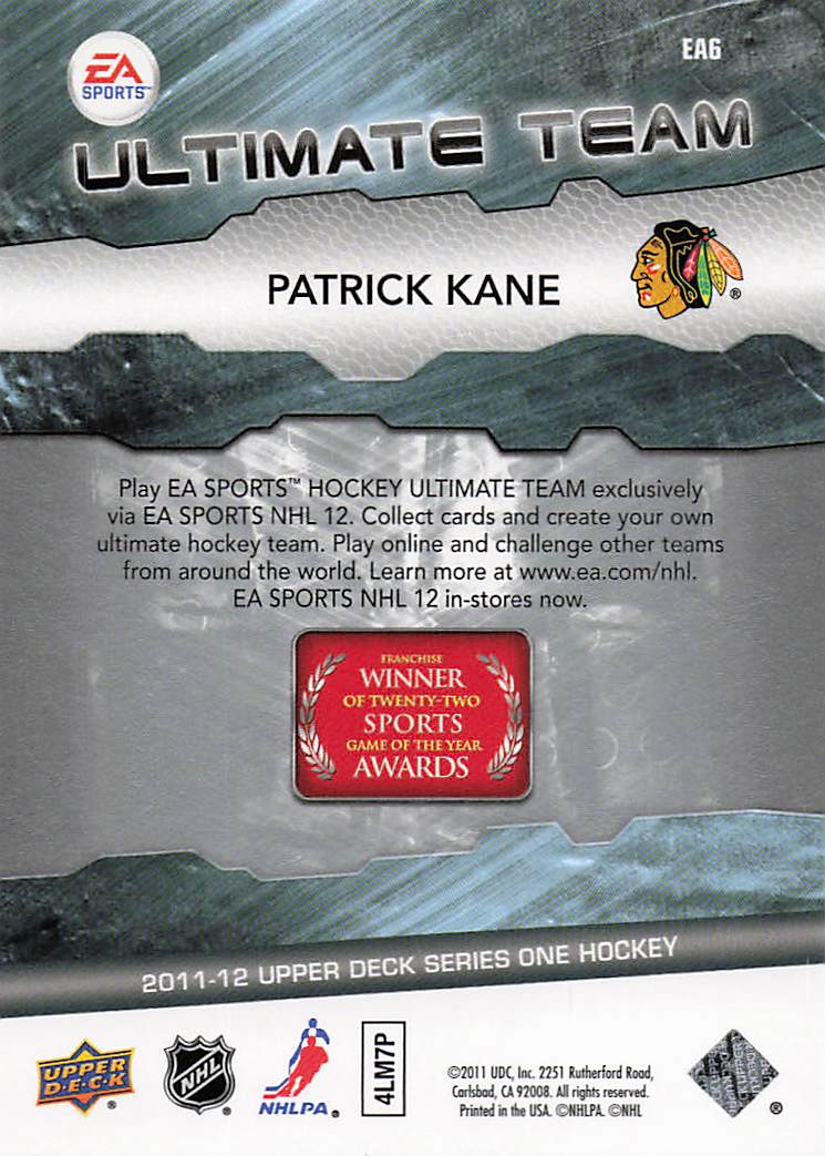 2011-12 Upper Deck Hockey EA Ultimate Team Patrick Kane #EA6