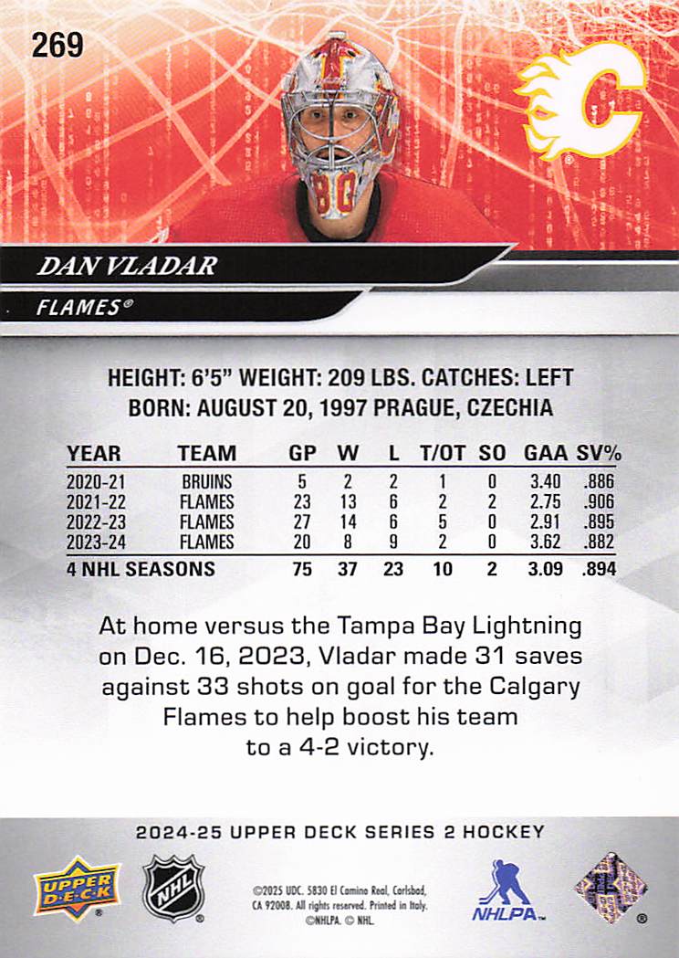 2024-25 Upper Deck Hockey Dan Vladar #269