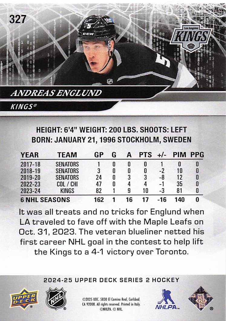2024-25 Upper Deck Hockey Andreas Englund #327