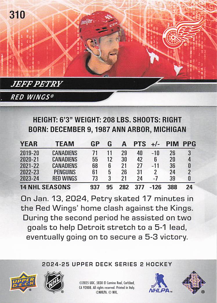 2024-25 Upper Deck Hockey Jeff Petry #310