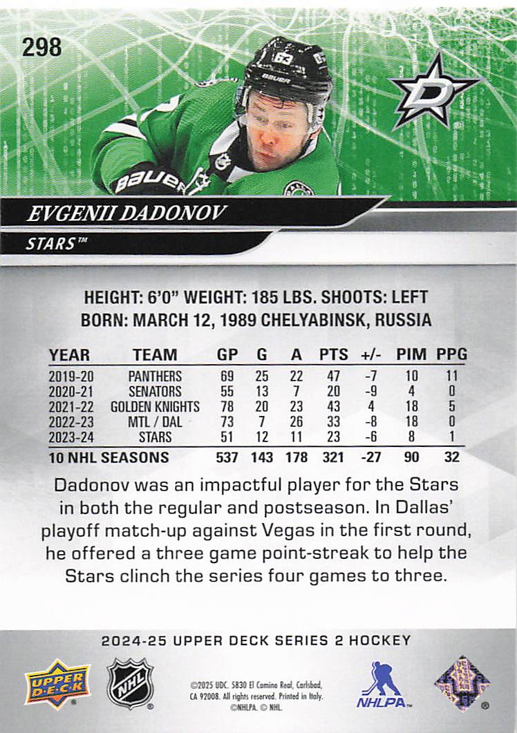 2024-25 Upper Deck Hockey Evgenii Dadonov #298