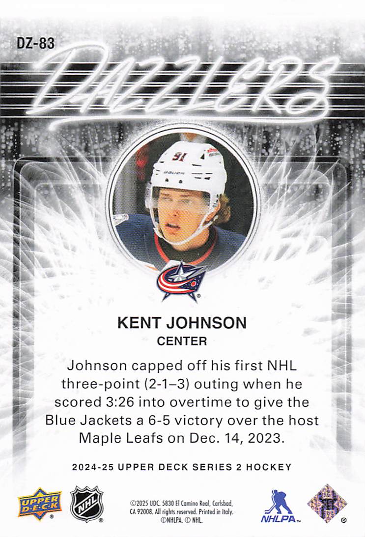 2024-25 Upper Deck Hockey Dazzlers Red Kent Johnson #DZ-83