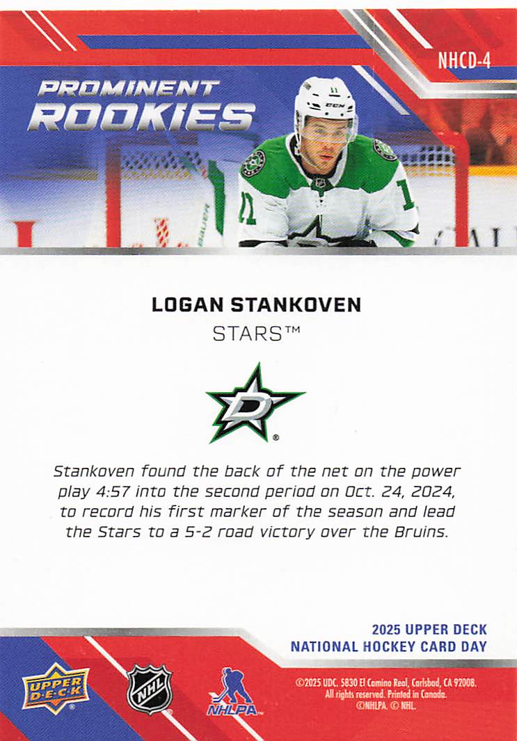2025 Upper Deck National Hockey Card Day Hockey Logan Stankoven #NHCD-4