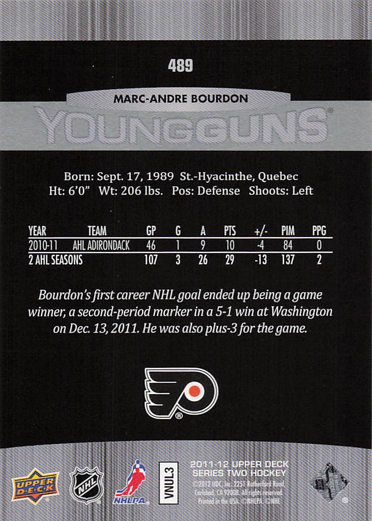 2011-12 Upper Deck Hockey Marc-Andre Bourdon #489 Rookie