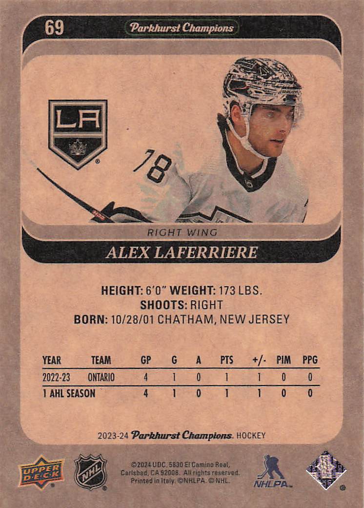 2023-24 Parkhurst Champions Hockey Alex Laferriere #69 Rookie