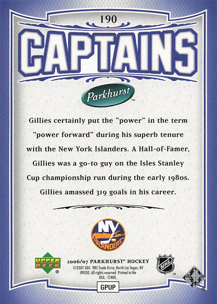 2006-07 Parkhurst Hockey 3035/3999 Clark Gillies #190