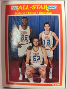 1989-90 Fleer Basketball Karl Malone / Mark Eaton / John Stockton AS #163