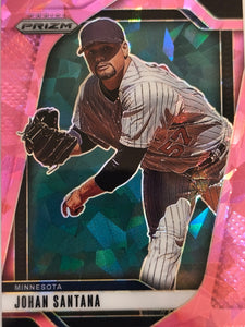2025 Panini Prizm Baseball Pink Ice Prizms Johan Santana #28