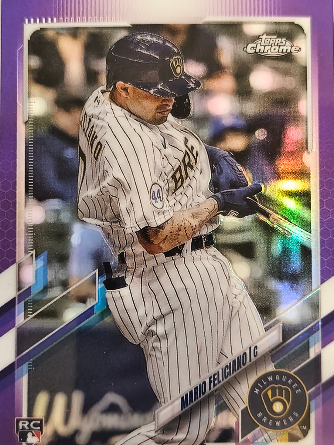 2021 Topps Chrome Update Baseball Purple Refractor Mario Feliciano #USC43 Rookie