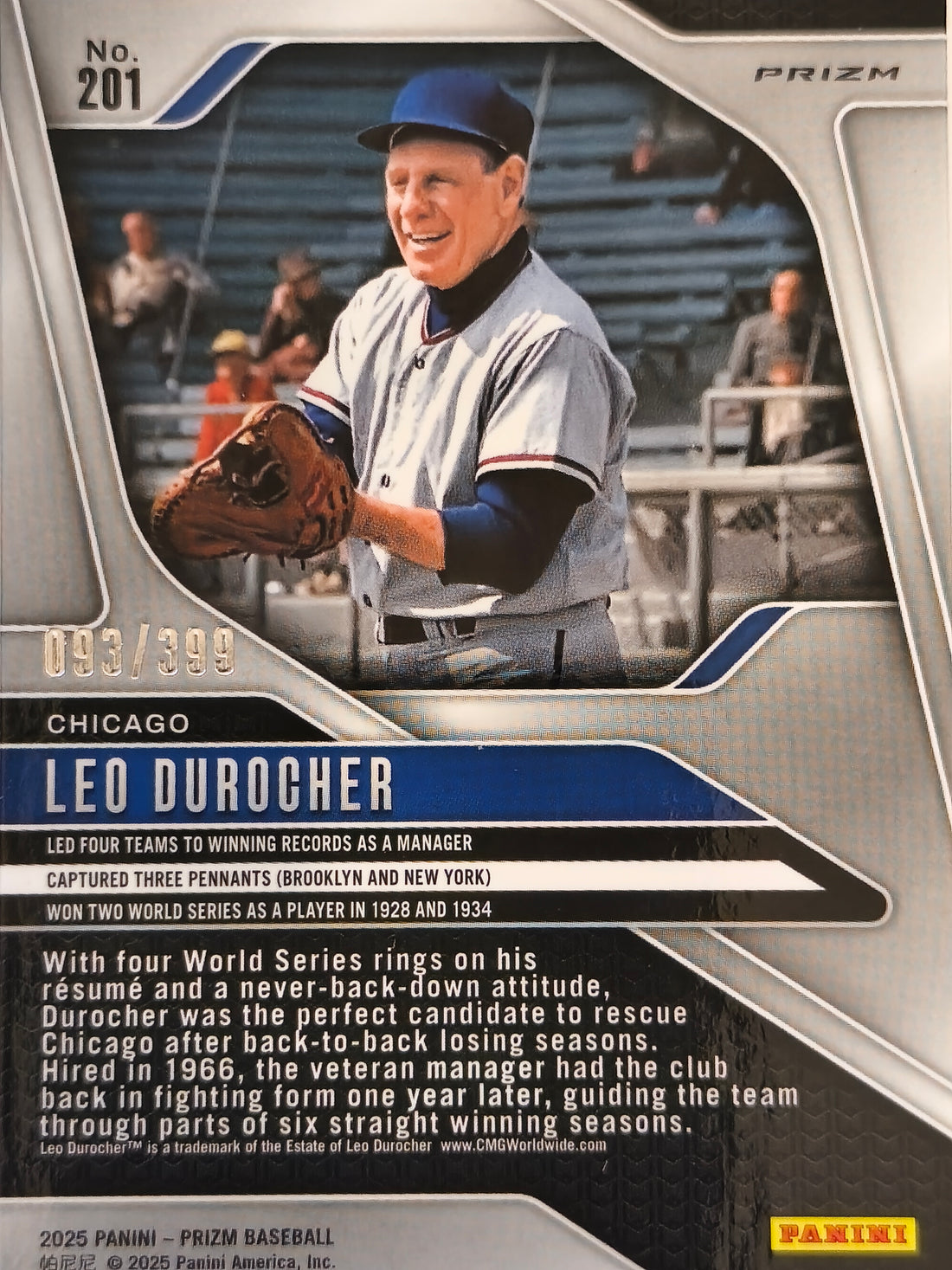 2025 Panini Prizm Baseball Red Pulsar Prizms Leo Durocher #201