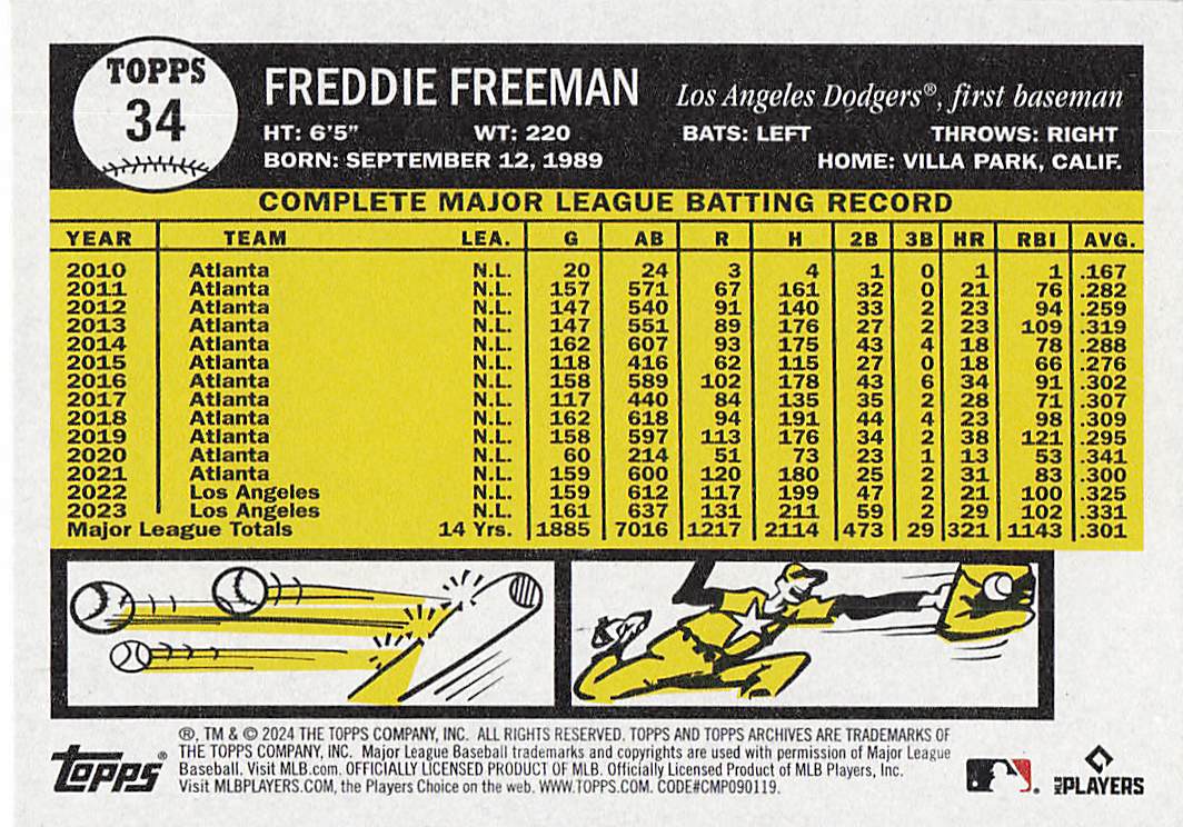 2024 Topps Archives Baseball Freddie Freeman #34