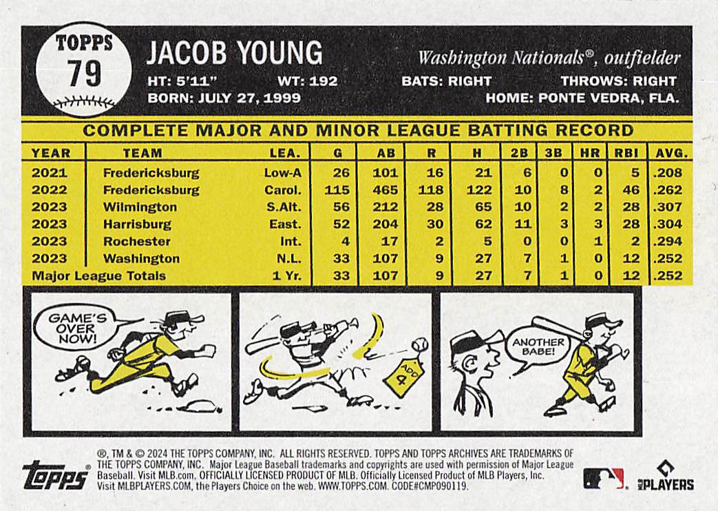 2024 Topps Archives Baseball Jacob Young #79 Rookie