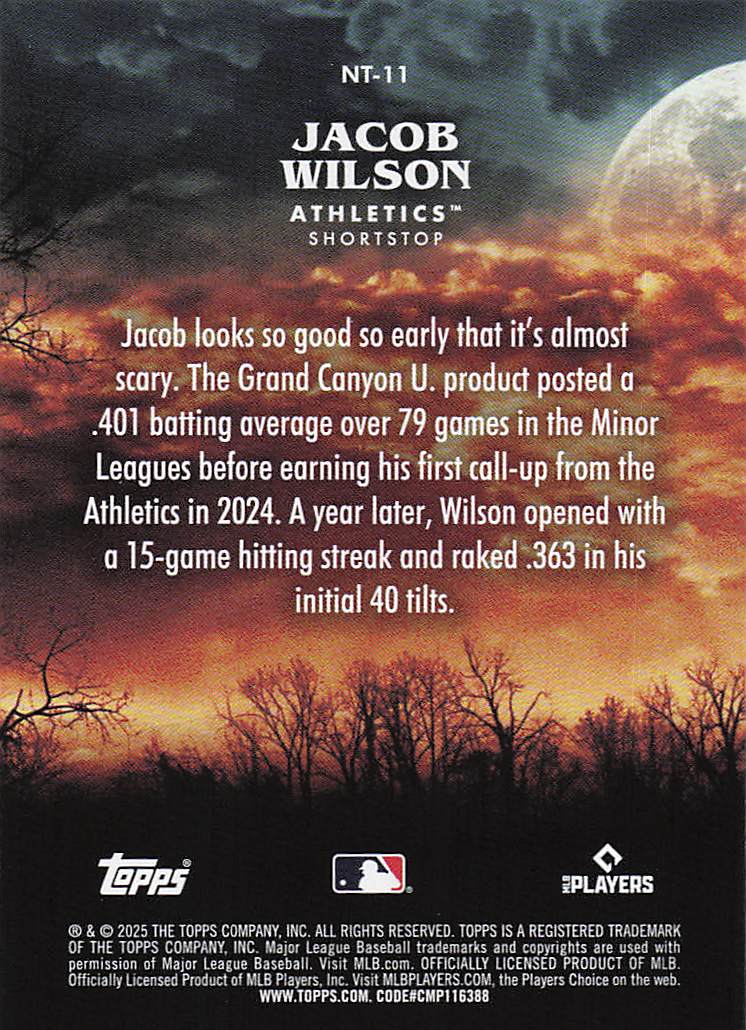 2025 Topps Update Baseball Night Terrors Jacob Wilson #NT-11