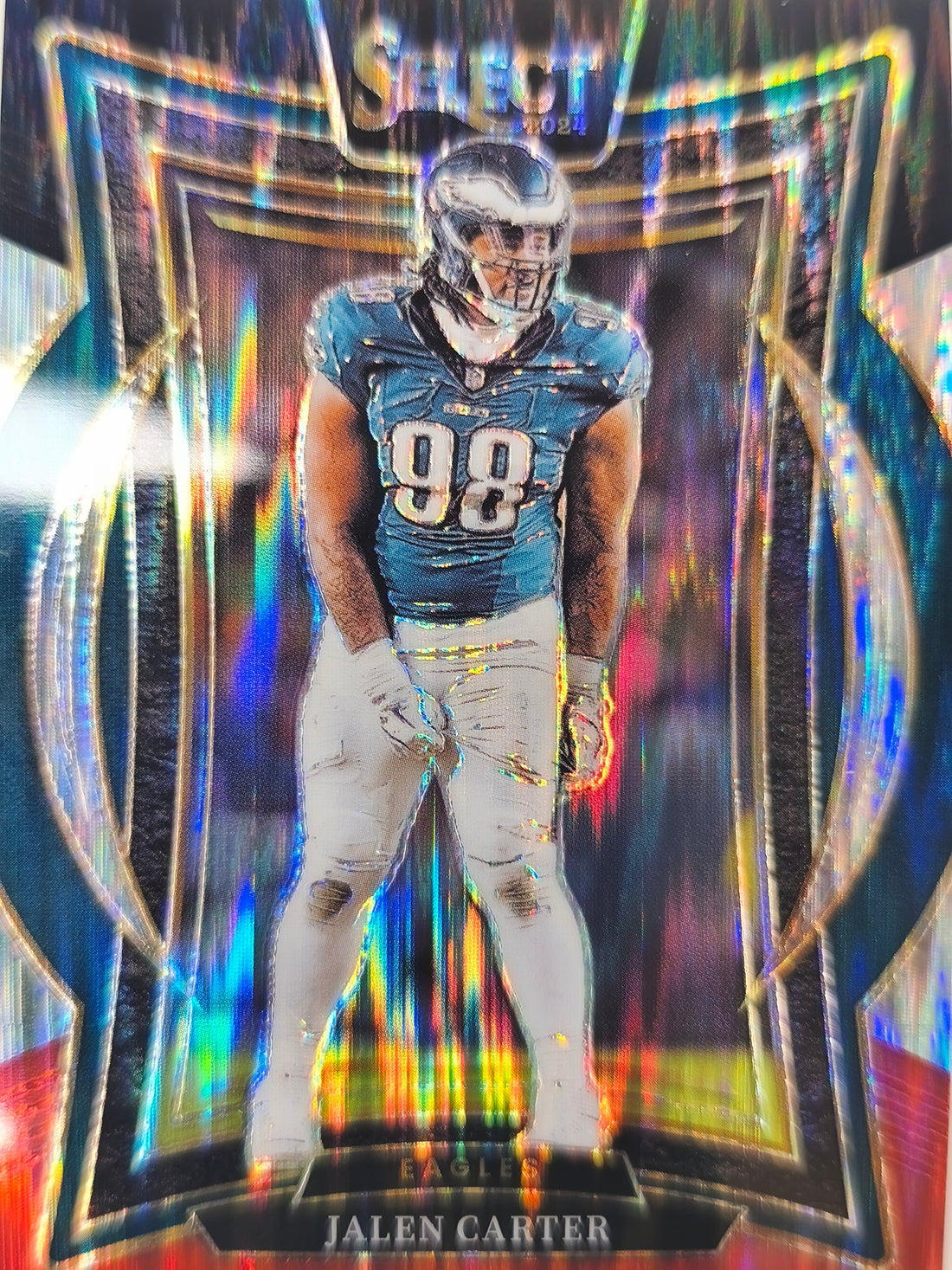 2024 Panini Select Football Black & Orange Prizm Shock Jalen Carter #65