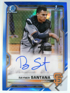 2021 Bowman Chrome Prospect Autographs Blue 089/150 Rayner Santana #CPA-RS