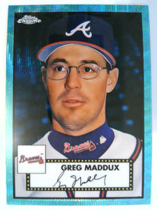 2021 Topps Chrome Platinum Anniversary Aqua Wave Refractor Greg Maddux #496