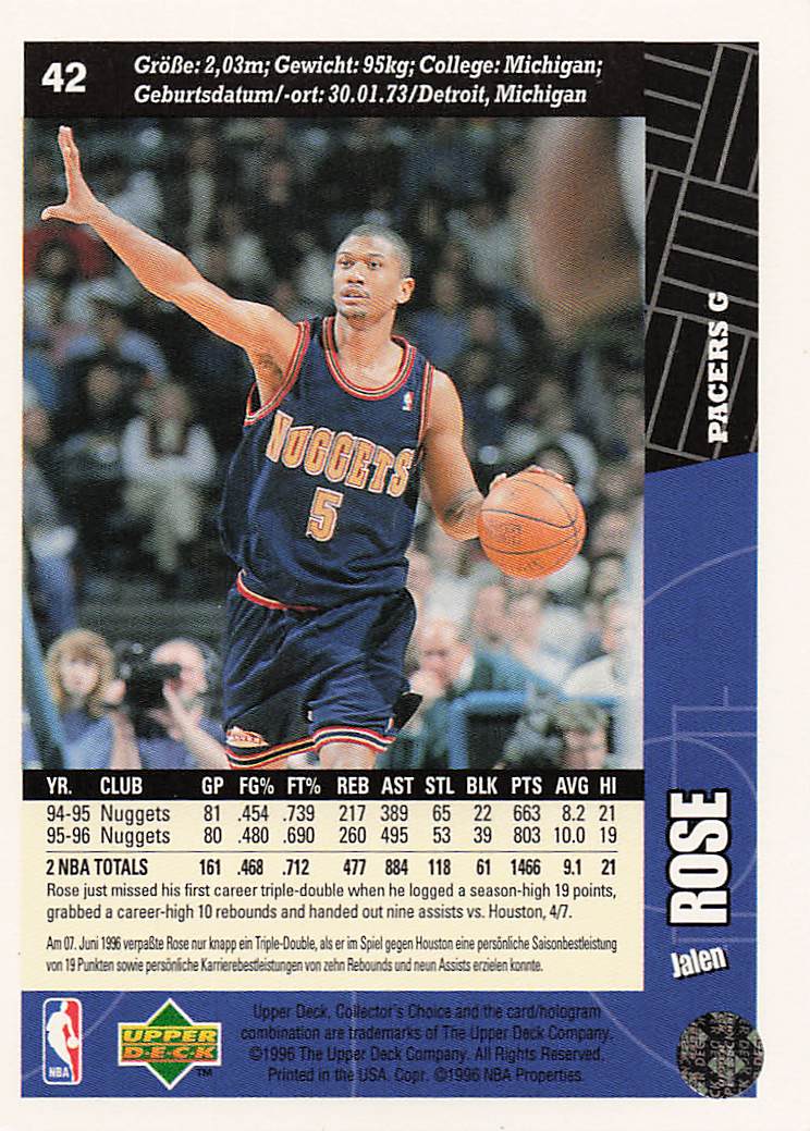 1996-97 Collector's Choice Basketball Jalen Rose #42
