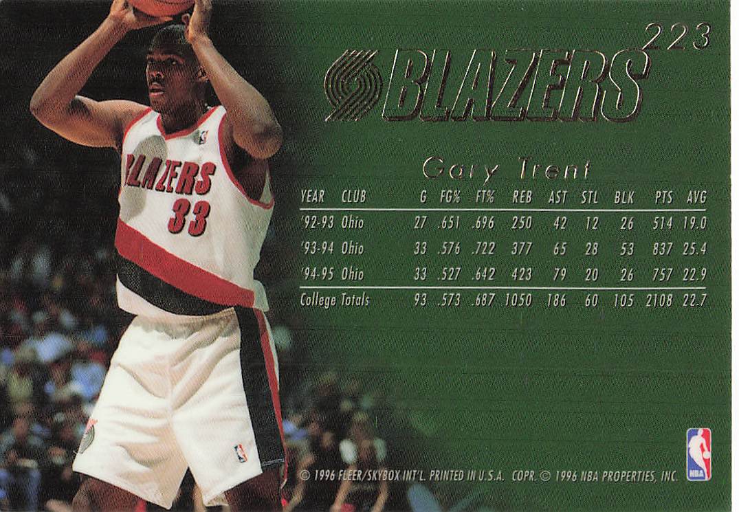 1995-96 Flair Basketball Gary Trent #223 Rookie