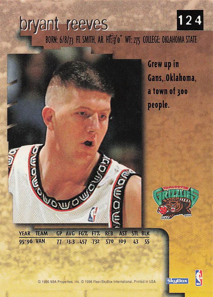 1996-97 SkyBox Premium Basketball Bryant Reeves #124