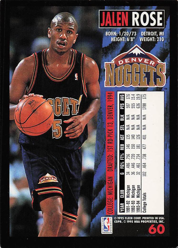 1994-95 Fleer European Basketball Jalen Rose #60