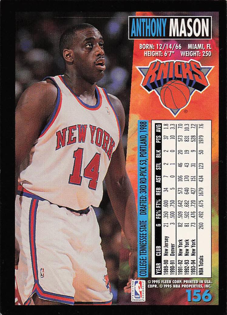 1994-95 Fleer European Basketball Anthony Mason #156
