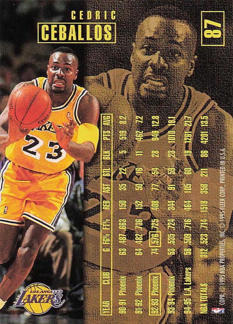 1995-96 Fleer Basketball Cedric Ceballos #87