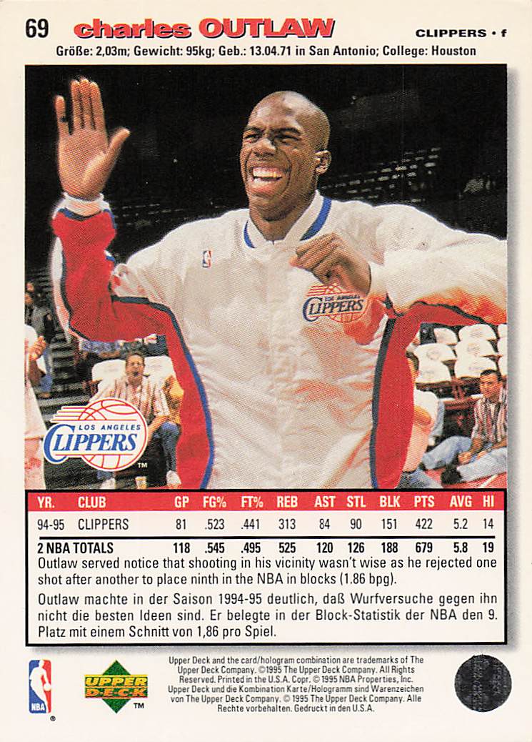 1995-96 Collector's Choice German I Basketball Charles Outlaw #69