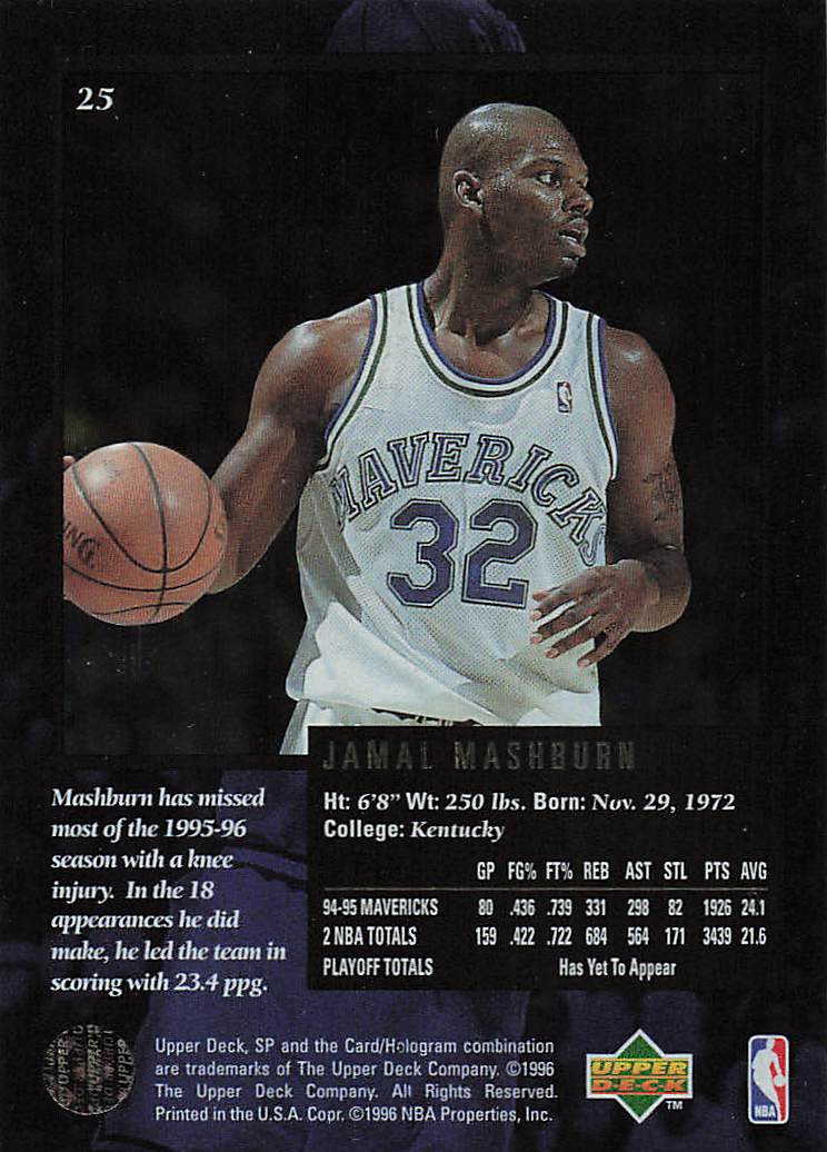1995-96 SP Championship Basketball Jamal Mashburn #25
