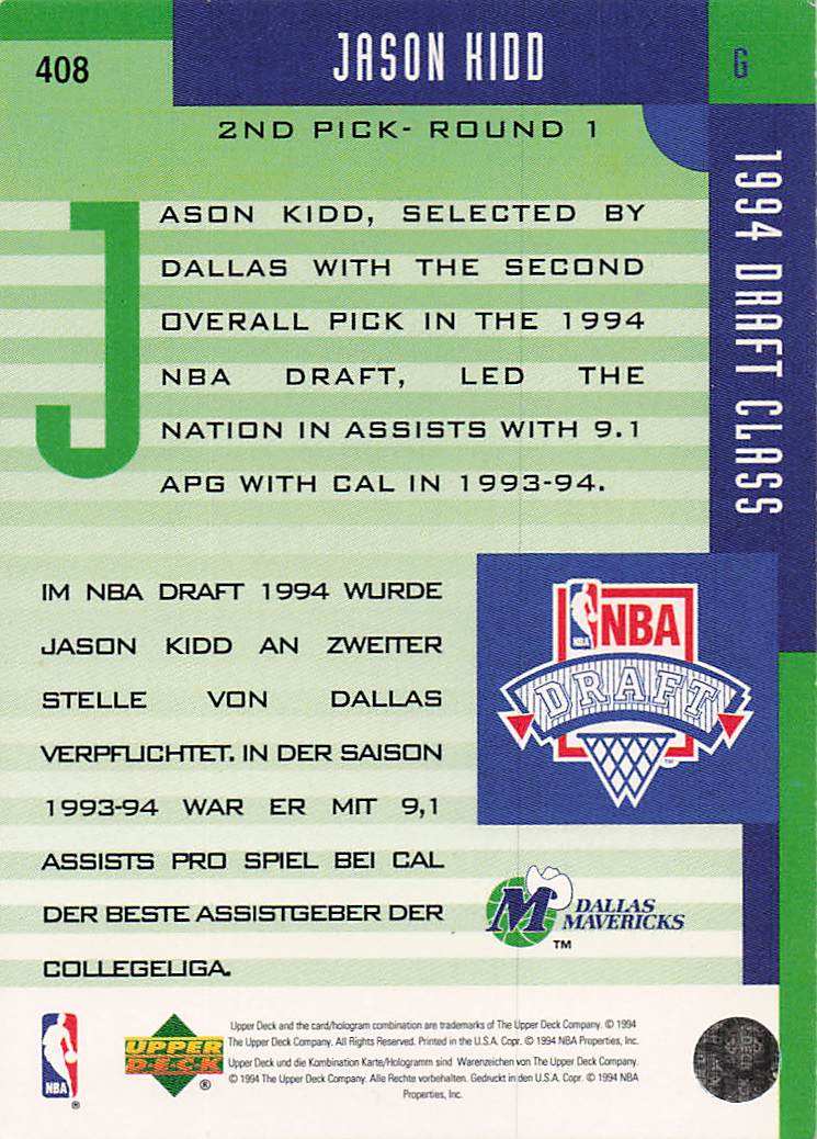 1994-95 Collector's Choice German Basketball Jason Kidd #408