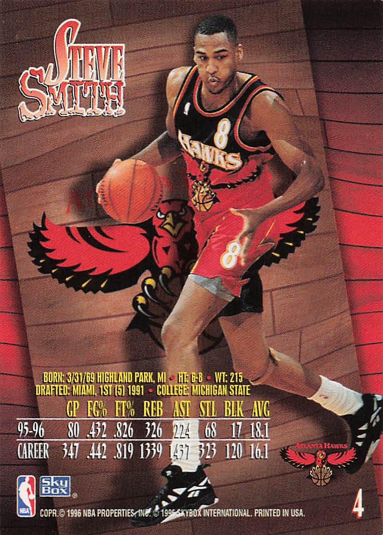 1996-97 SkyBox Z-Force Basketball Steve Smith #4