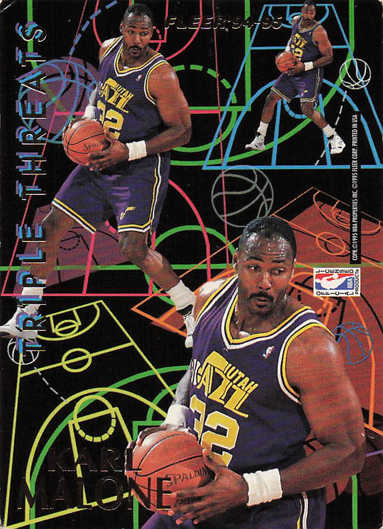 1994-95 Fleer European Triple Threats Latrell Sprewell / Karl Malone #NNO