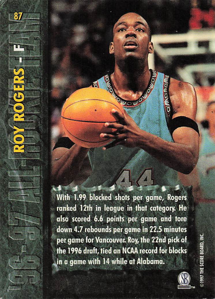 1997 Score Board Rookies Basketball Roy Rogers #87