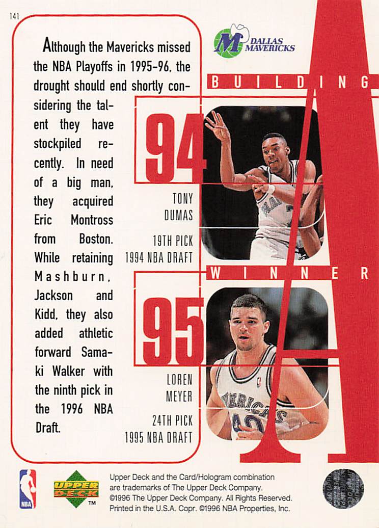 1996-97 Upper Deck Kidd / Mashburn / Jackson / Dumas / Meye #141