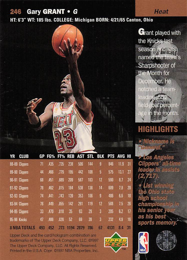 1996-97 Upper Deck Basketball Gary Grant #246