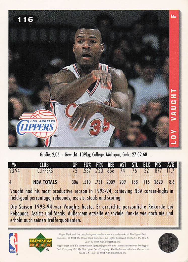 1994-95 Collector's Choice Basketball Loy Vaught #116