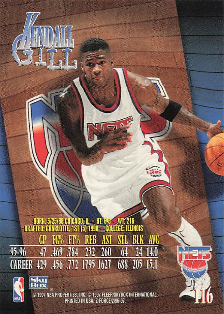 1996-97 SkyBox Z-Force Basketball Kendall Gill #116