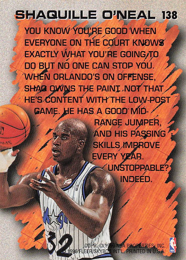1996-97 Fleer Basketball Shaquille O'Neal #138